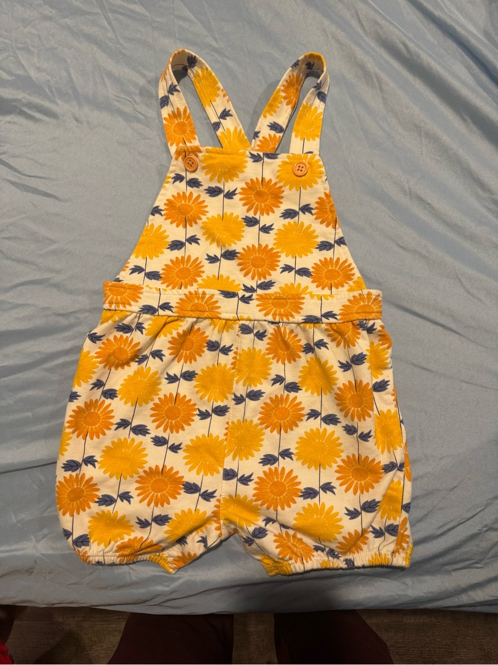 3 for $15 /Sunflower Print Yellow Toddler Romper Overalls - Picture 4 of 6